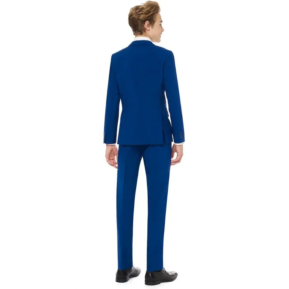 Boys OppoSuits Navy Blue Royale Solid Suit Set (Size 10) - Picture 2 of 2